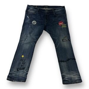 Cult of Individuality Rocker Slim Rare Patch Edition Jeans Blue Men's Size 44x33